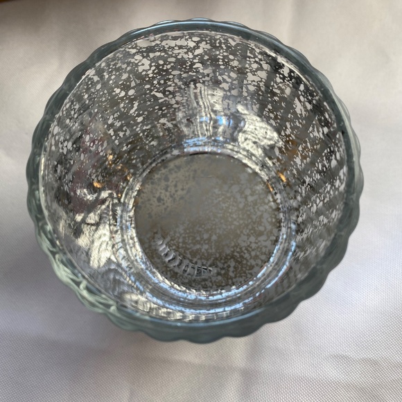 3 Piece silver with speckle Glass Votive Candle Holders - Picture 3 of 6